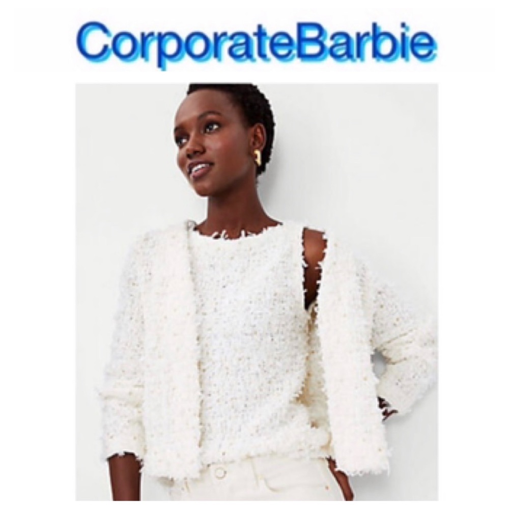 NWT Shimmer Textured Tweed Sweater Shell - Picture 2 of 9